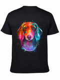 Watercolor Dachshund Print Black T-Shirt product image 1