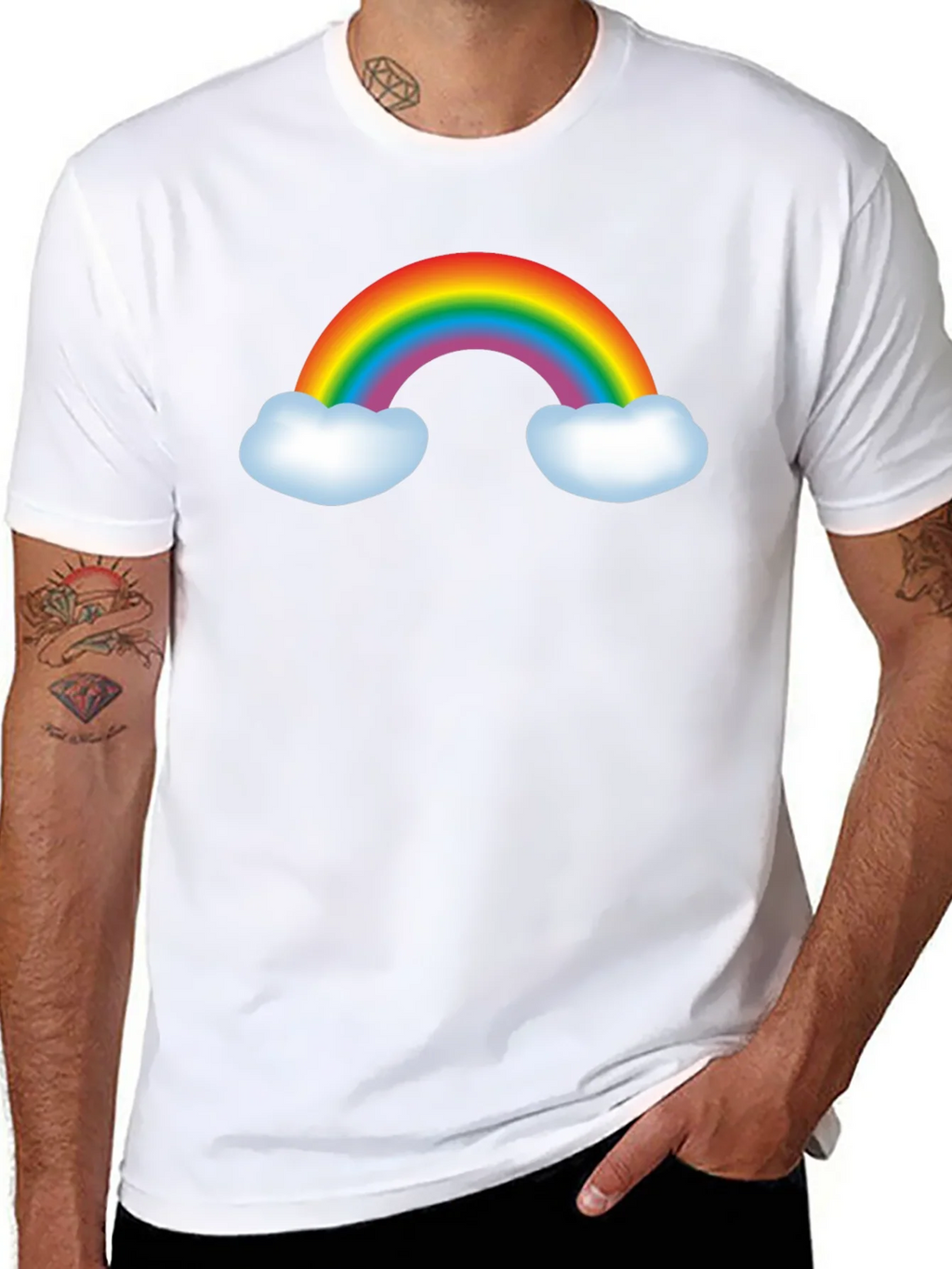 Rainbow Graphic Tee - Black Cotton Blend T-Shirt product image 7