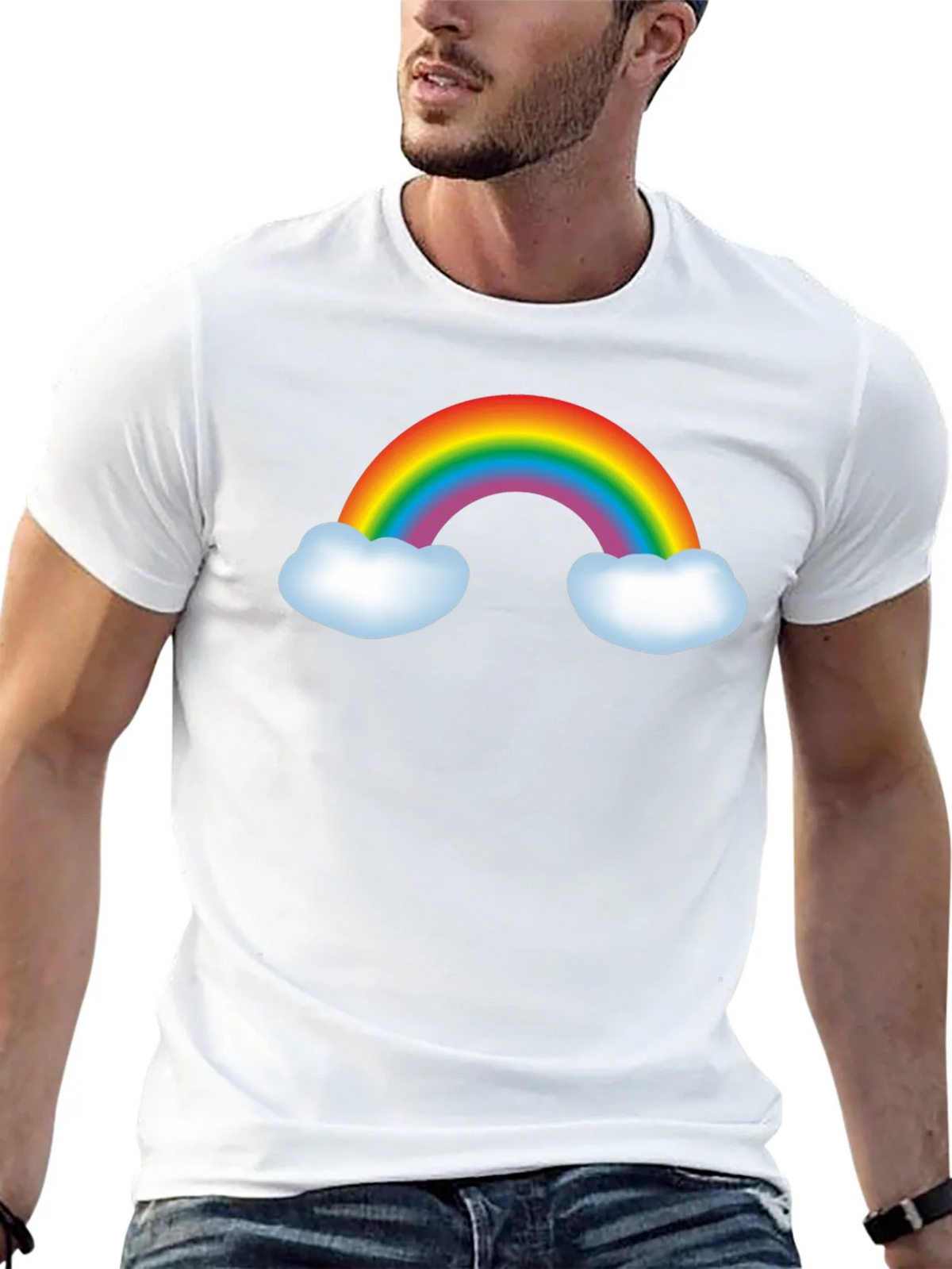 Rainbow Graphic Tee - Black Cotton Blend T-Shirt product image 12