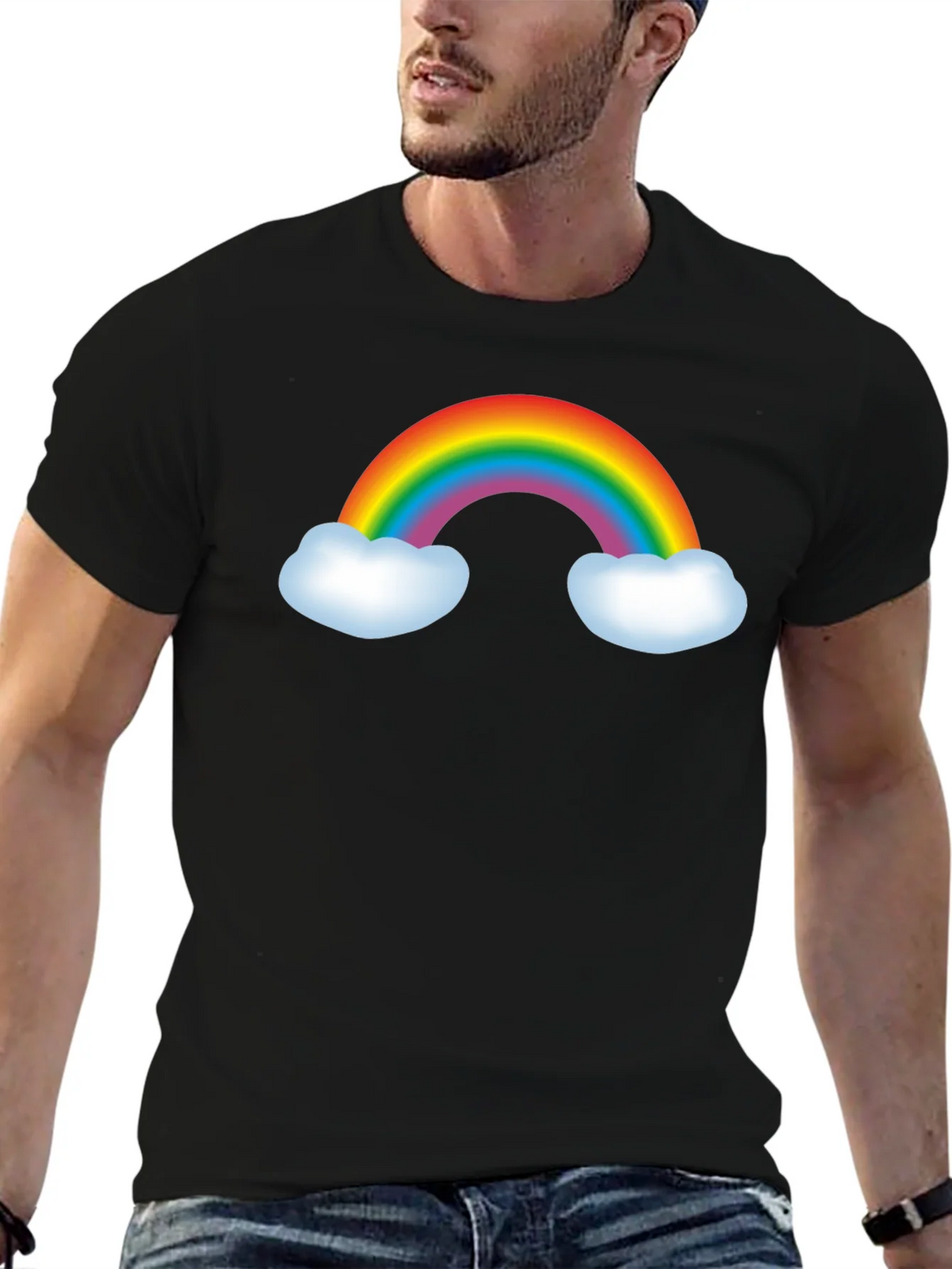 Rainbow Graphic Tee - Black Cotton Blend T-Shirt product image 6