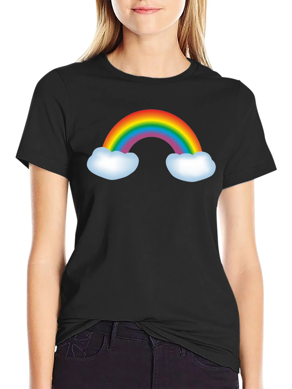 Rainbow Graphic Tee - Black Cotton Blend T-Shirt product image 2