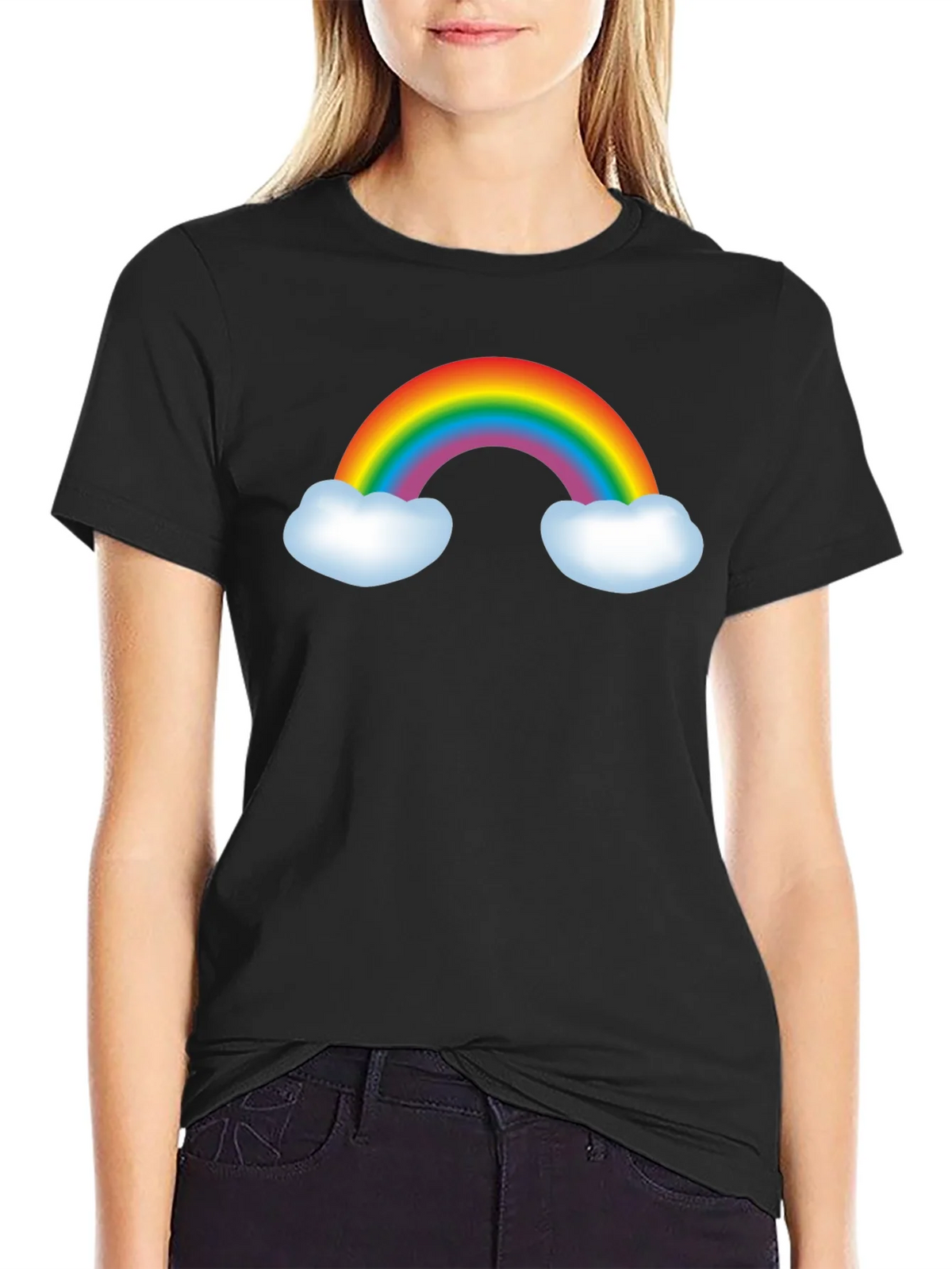 Rainbow Graphic Tee - Black Cotton Blend T-Shirt product image 2