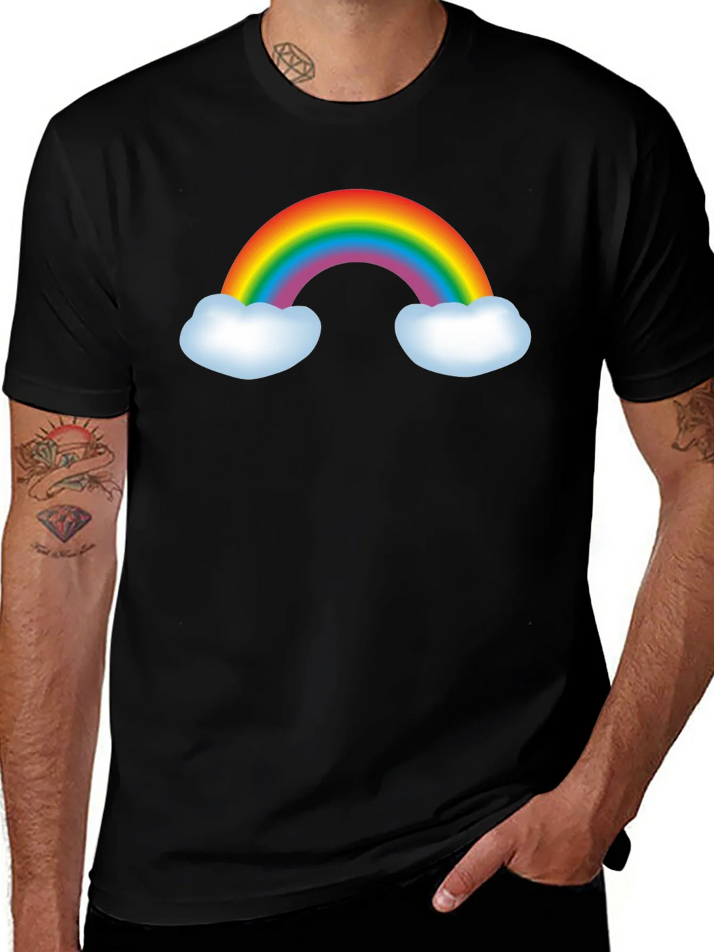 Rainbow Graphic Tee - Black Cotton Blend T-Shirt product image 1