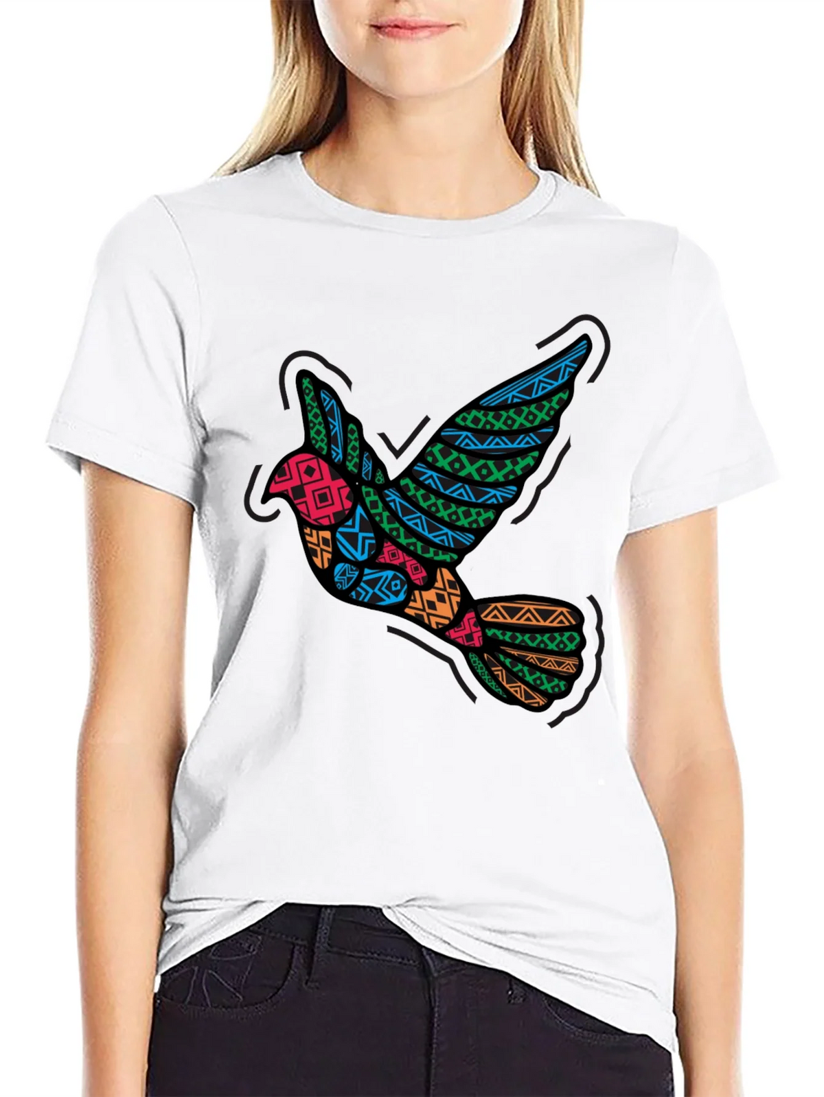 Tribal Dove Graphic Black T-Shirt product image 8