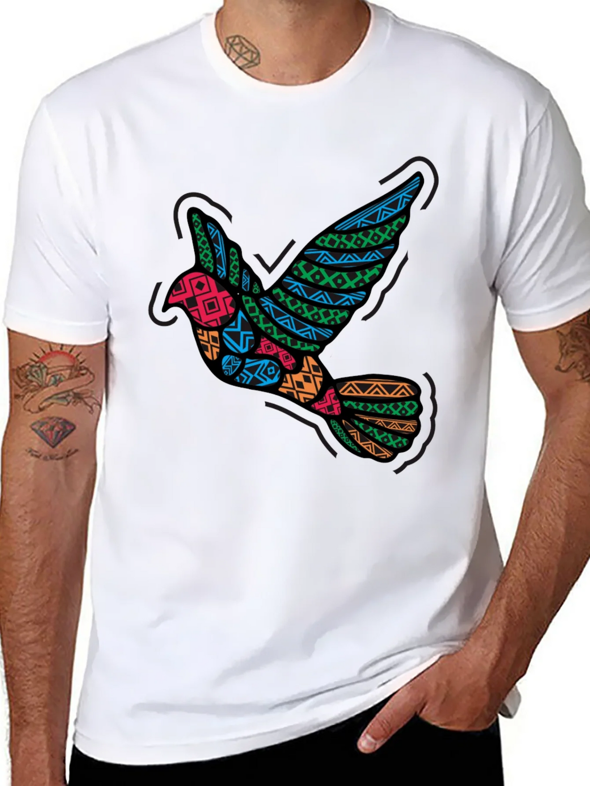 Tribal Dove Graphic Black T-Shirt product image 7