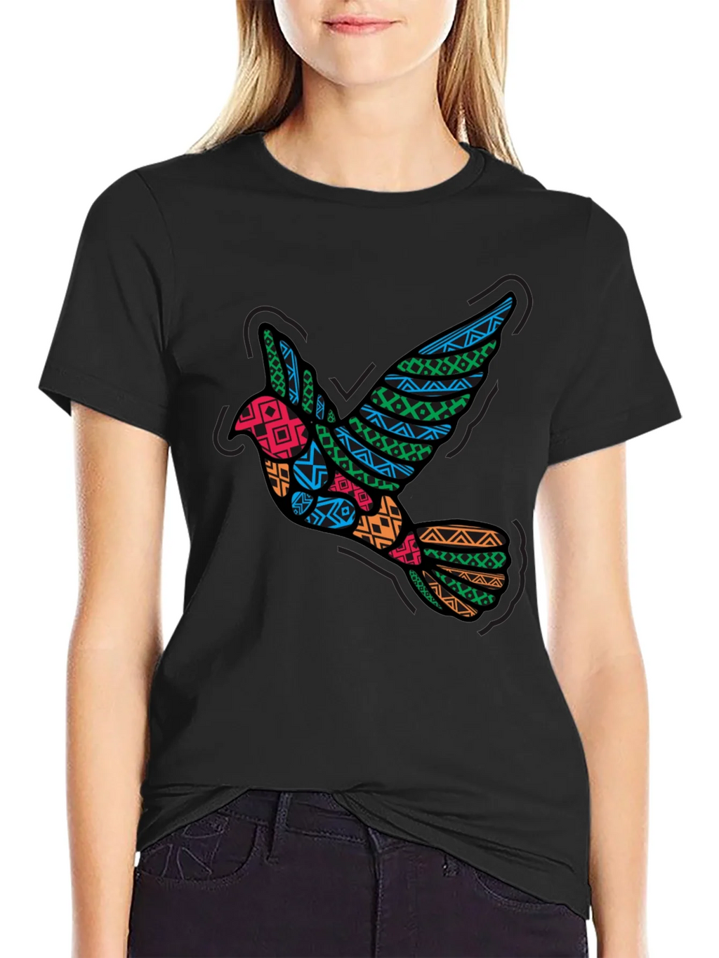 Tribal Dove Graphic Black T-Shirt product image 2