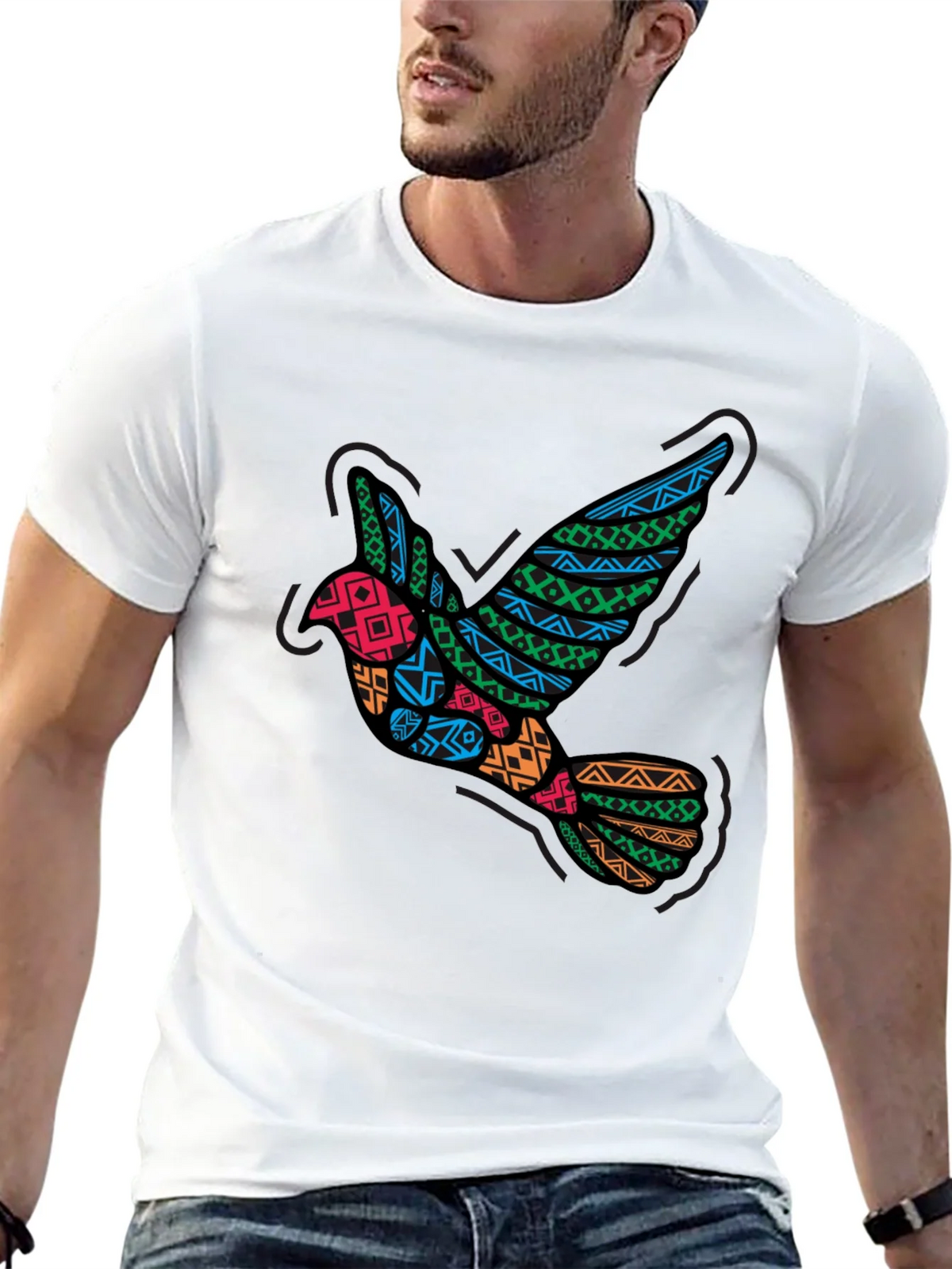 Tribal Dove Graphic Black T-Shirt product image 12