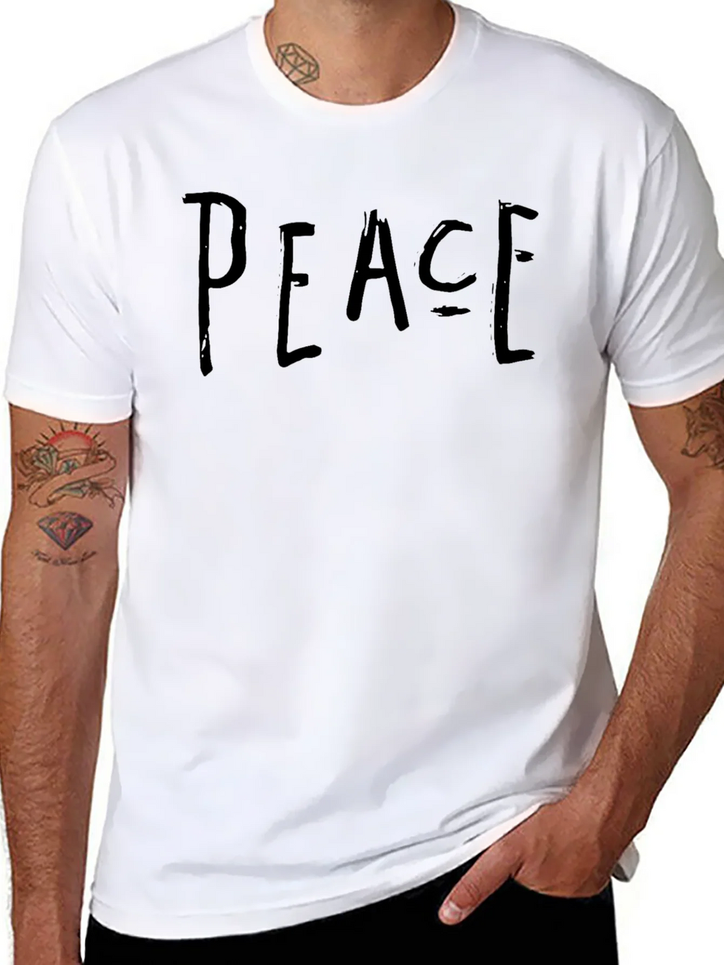 Peace Graphic Black T-Shirt Casual Wear product image 7