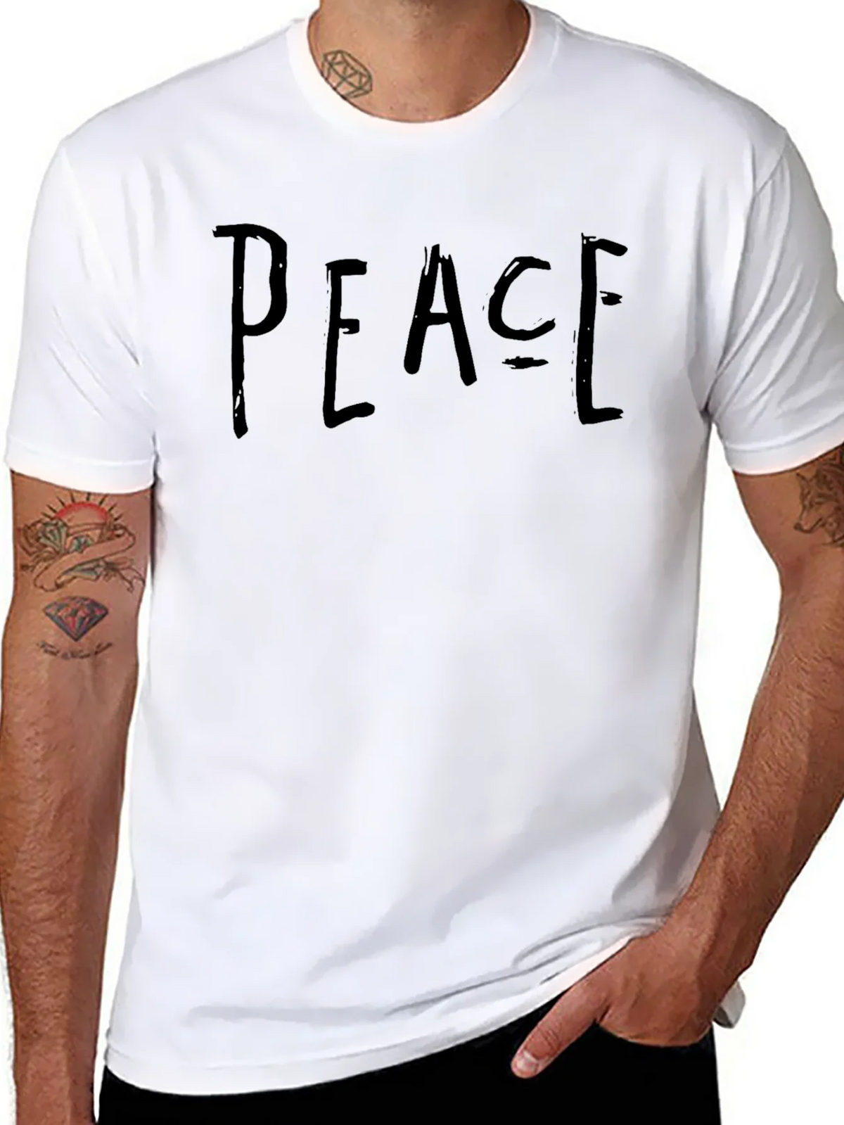Peace Graphic Black T-Shirt Casual Wear product image 7