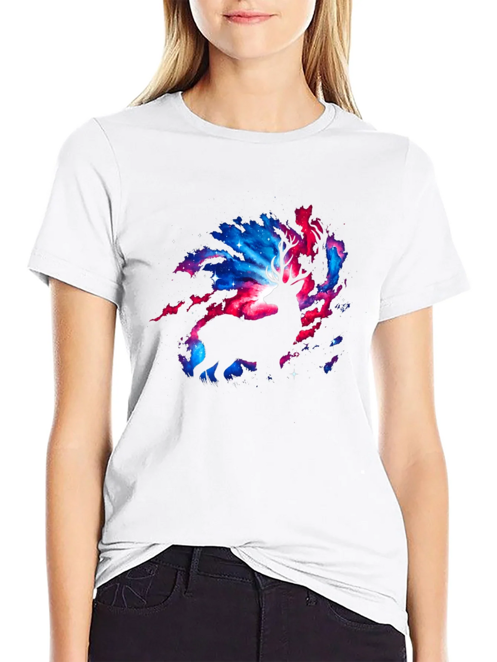 Cosmic Deer Graphic T-Shirt - Black product image 6