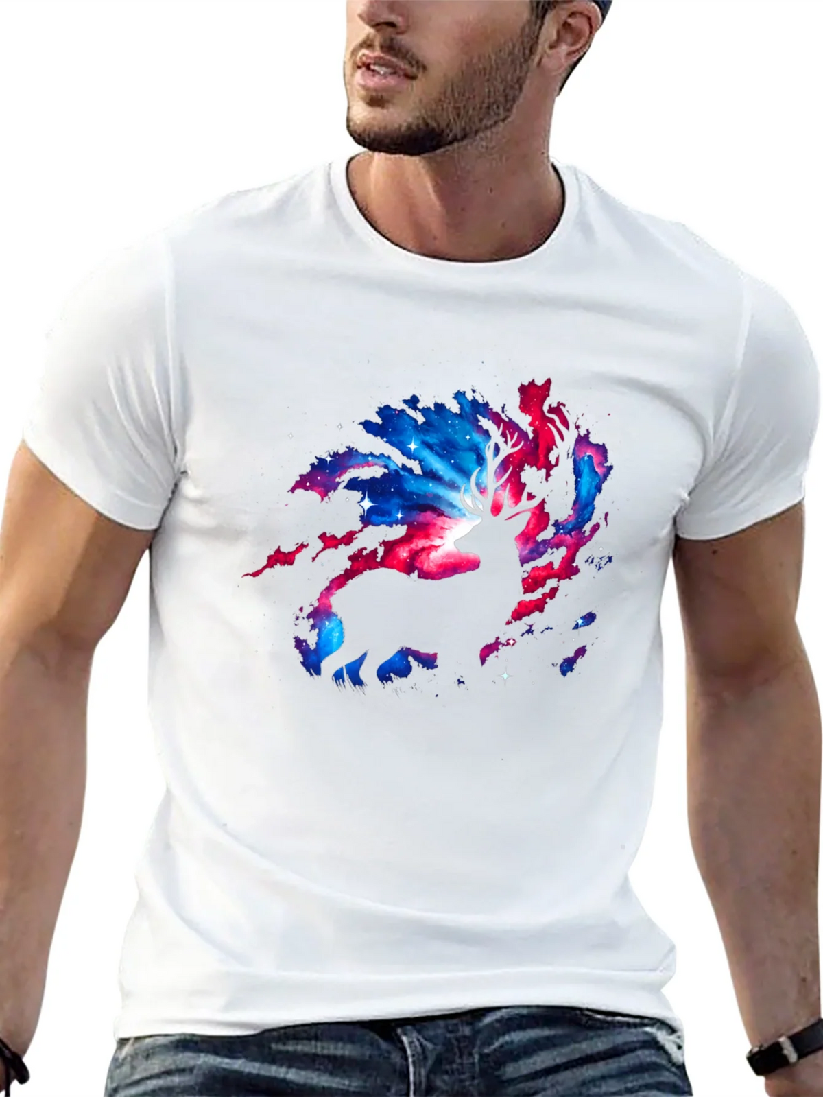Cosmic Deer Graphic T-Shirt - Black product image 8