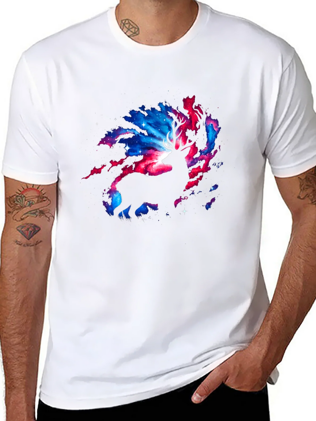 Cosmic Deer Graphic T-Shirt - Black product image 5