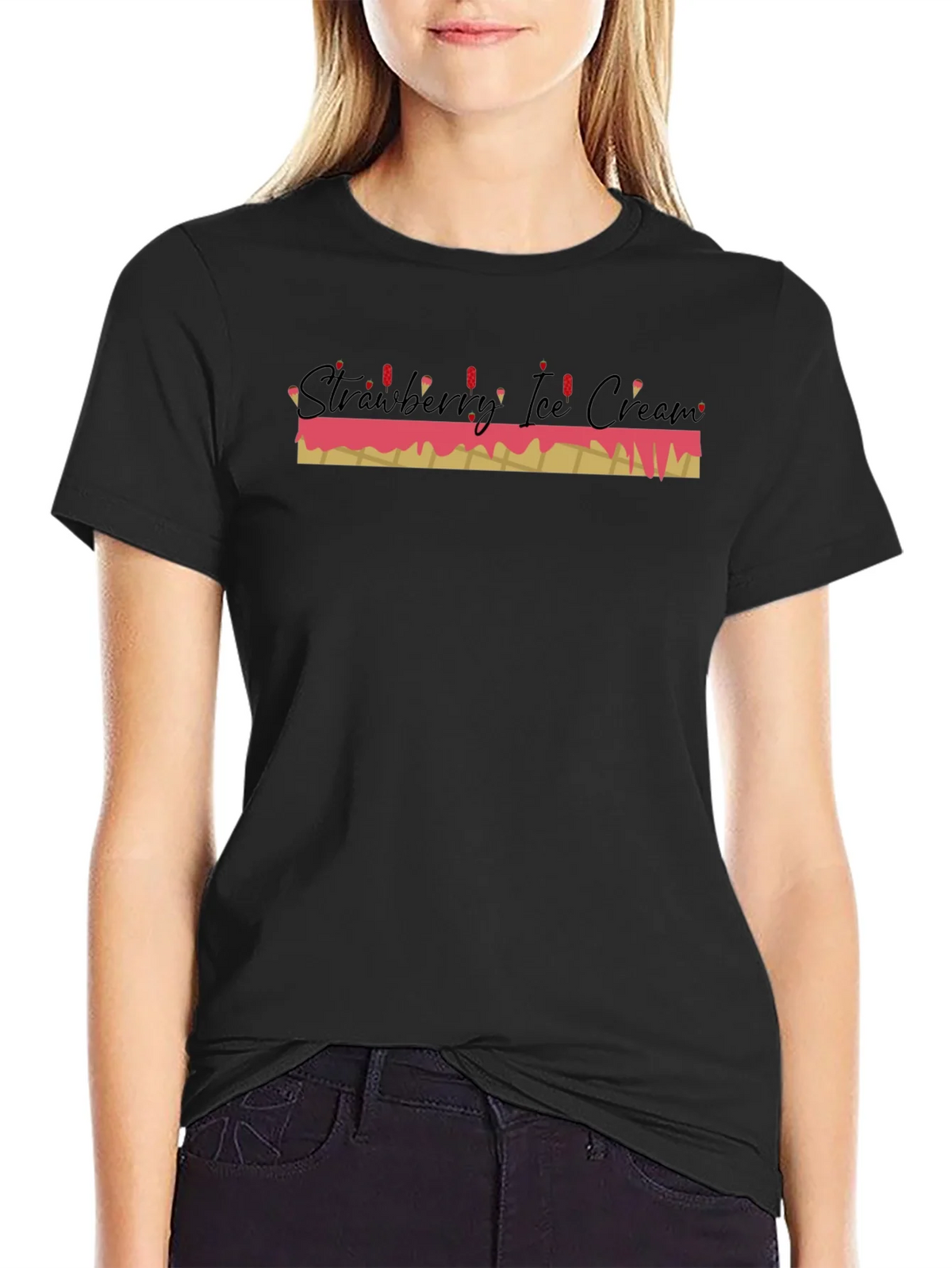 Strawberry Ice Cream Graphic Tee - Black product image 2