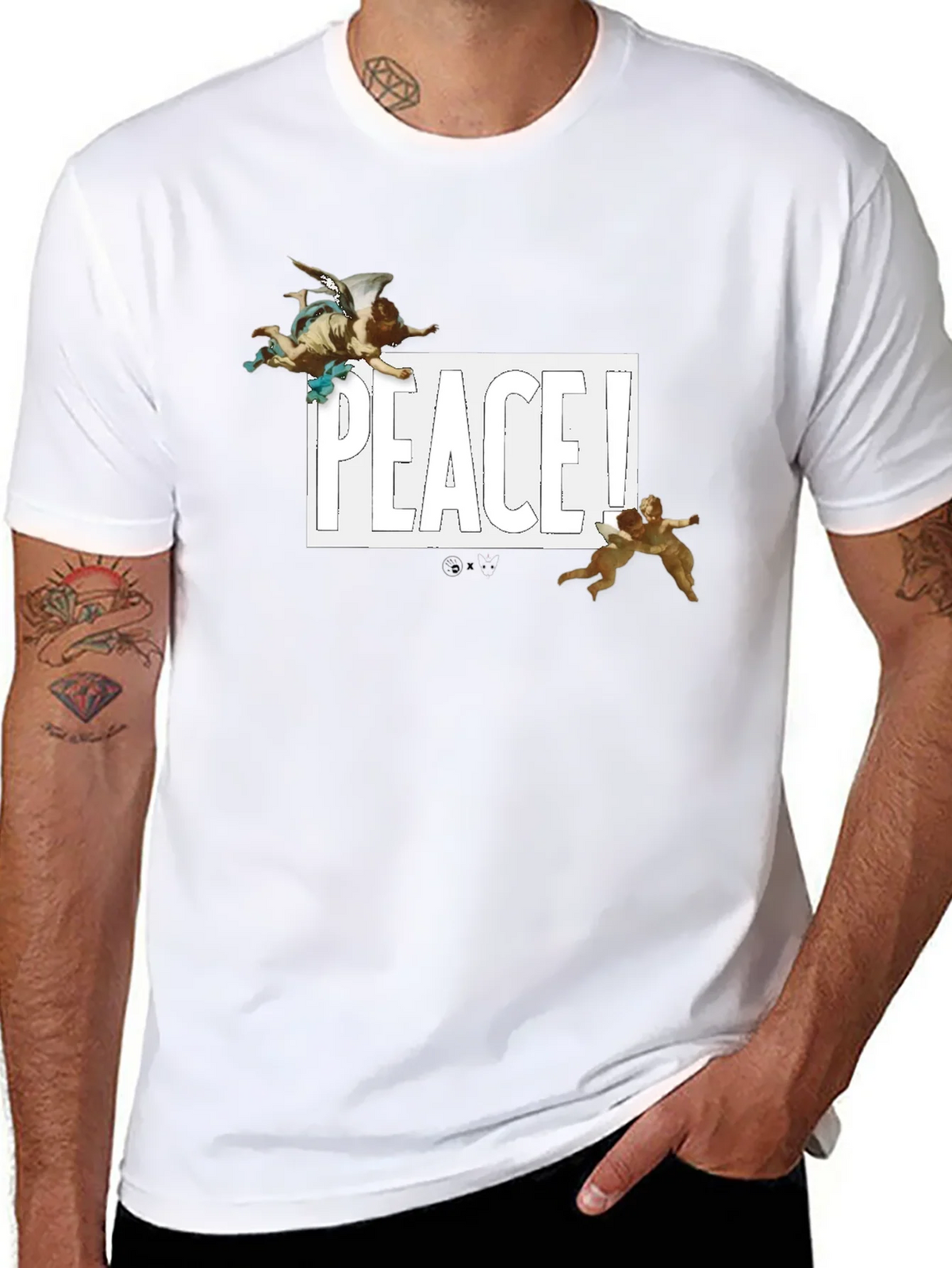 Peace Angel Graphic Tee - Black Cotton T-Shirt product image 4