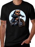 Cool Bear Biker T-Shirt - Black Graphic Tee product image 1
