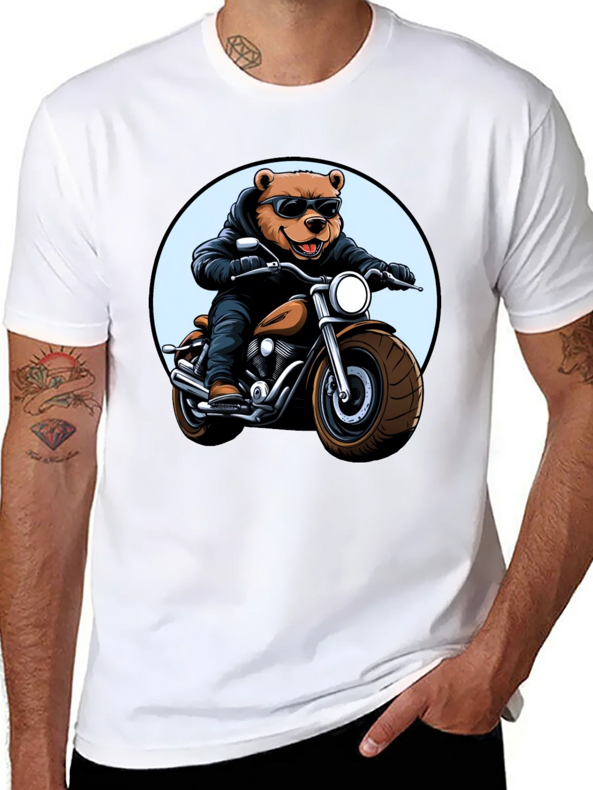 Cool Bear Biker T-Shirt - Black Graphic Tee product image 7