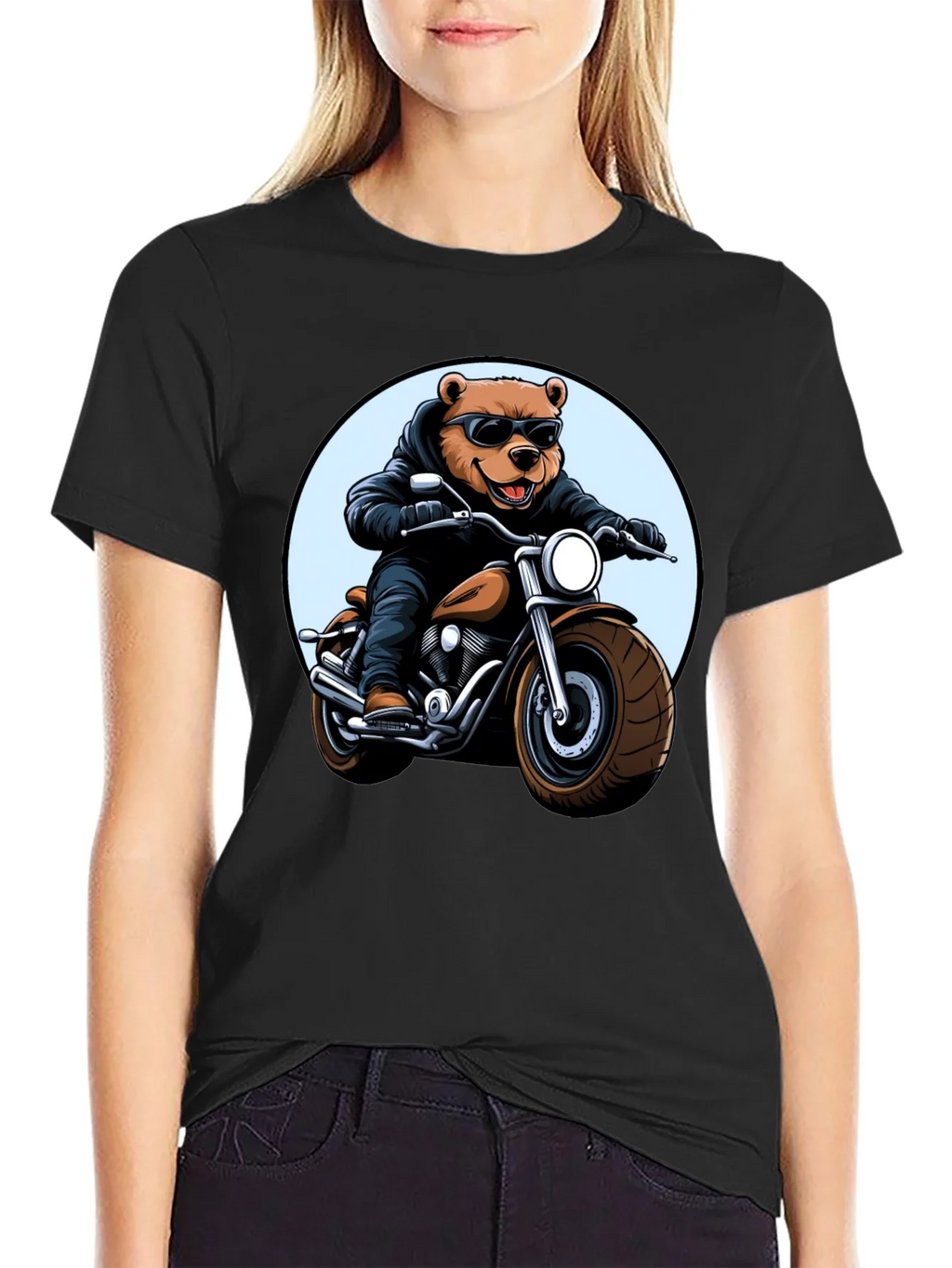 Cool Bear Biker T-Shirt - Black Graphic Tee product image 2