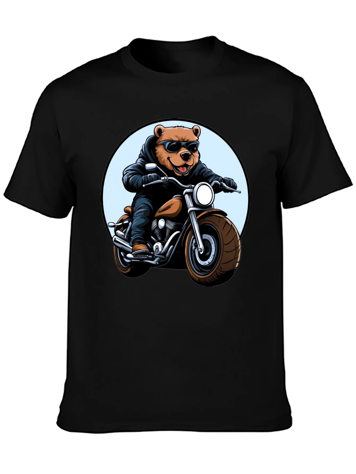 Cool Bear Biker T-Shirt - Black Graphic Tee product image 3