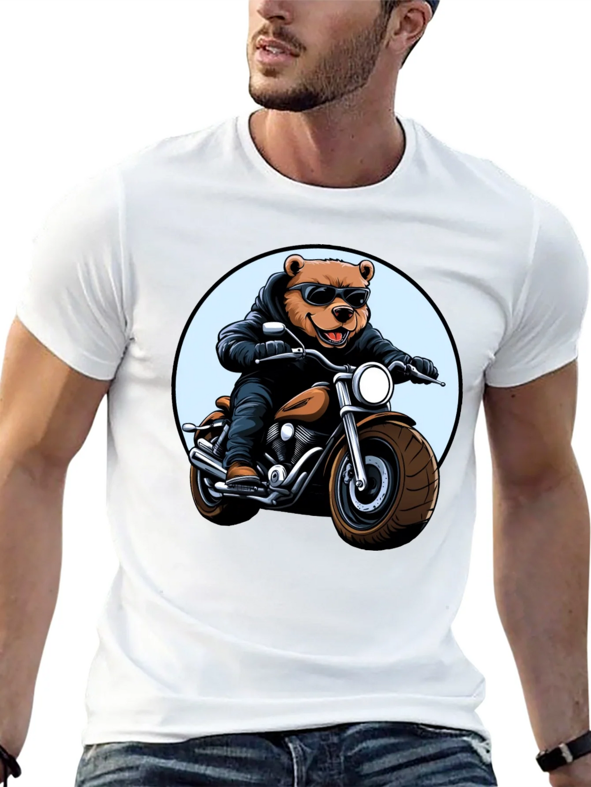 Cool Bear Biker T-Shirt - Black Graphic Tee product image 12