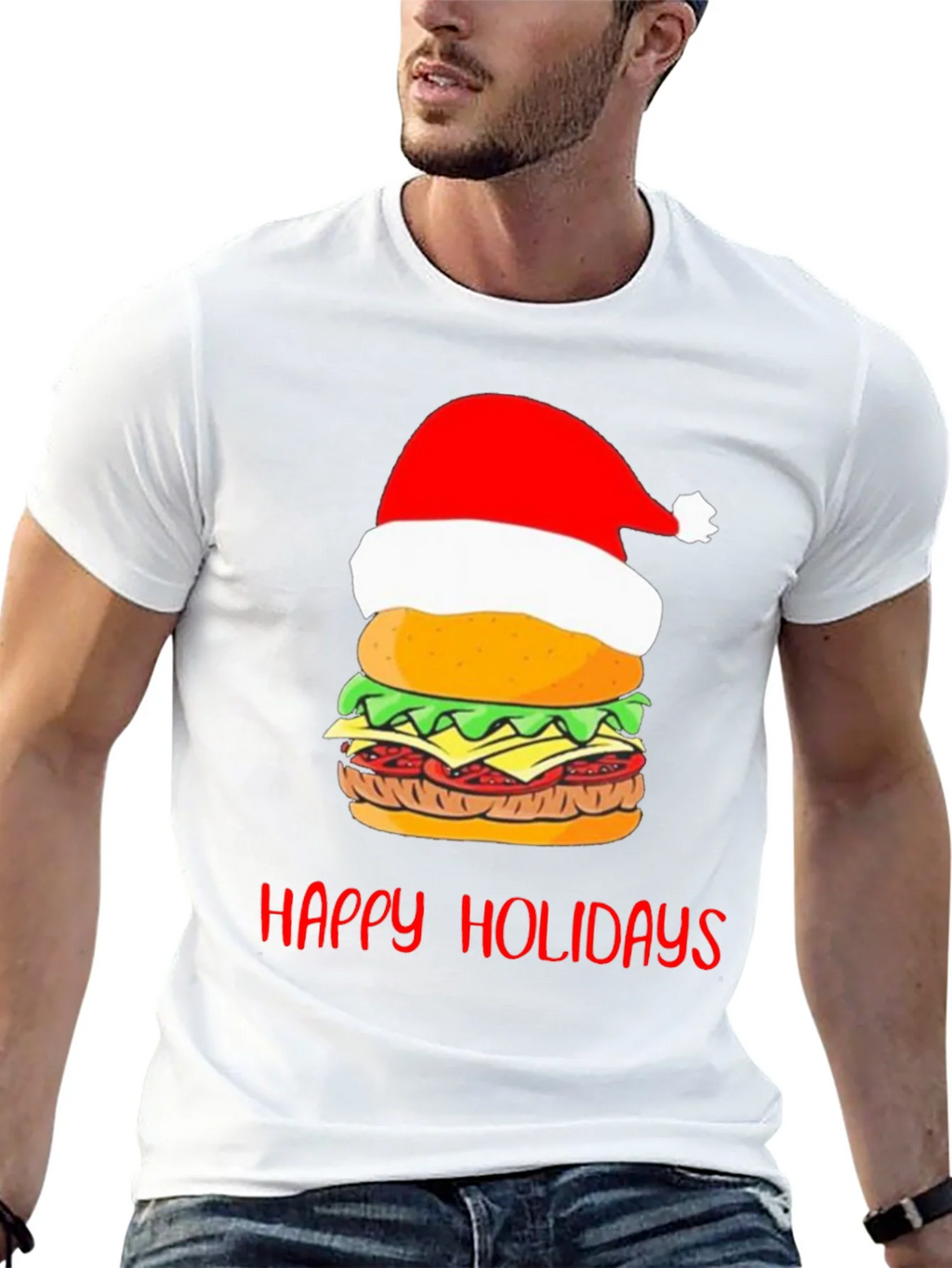 Happy Holidays Burger Christmas Graphic T-Shirt product image 10