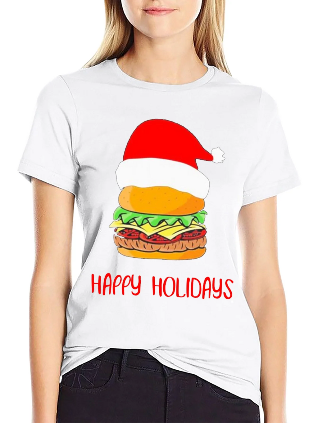 Happy Holidays Burger Christmas Graphic T-Shirt product image 6