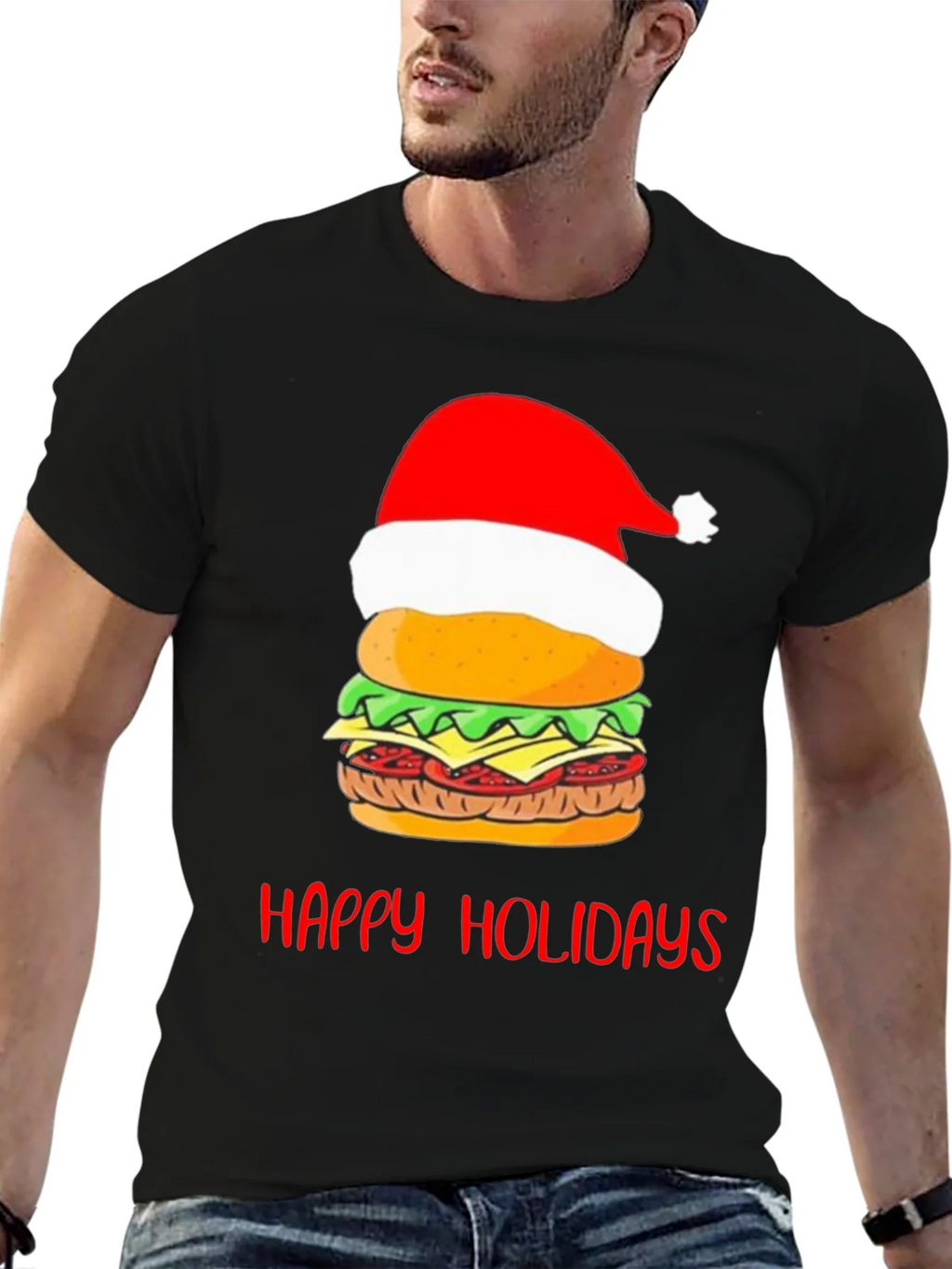 Happy Holidays Burger Christmas Graphic T-Shirt product image 5