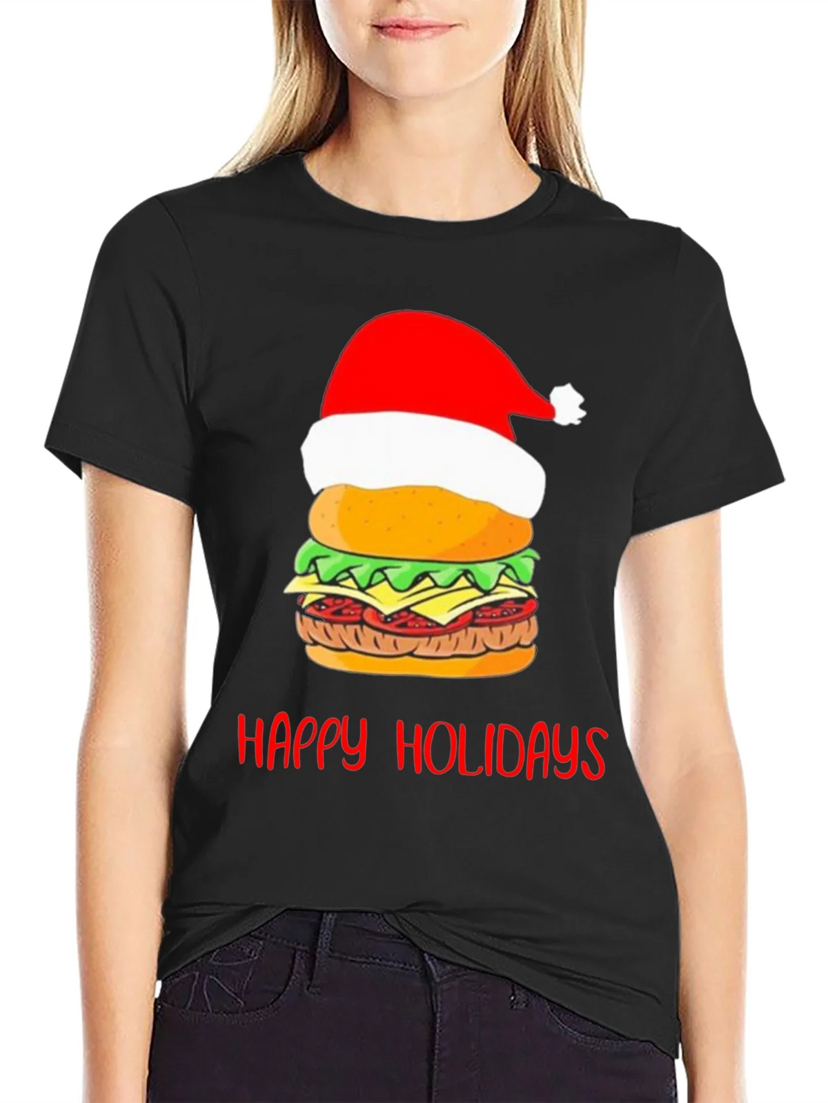 Happy Holidays Burger Christmas Graphic T-Shirt product image 1