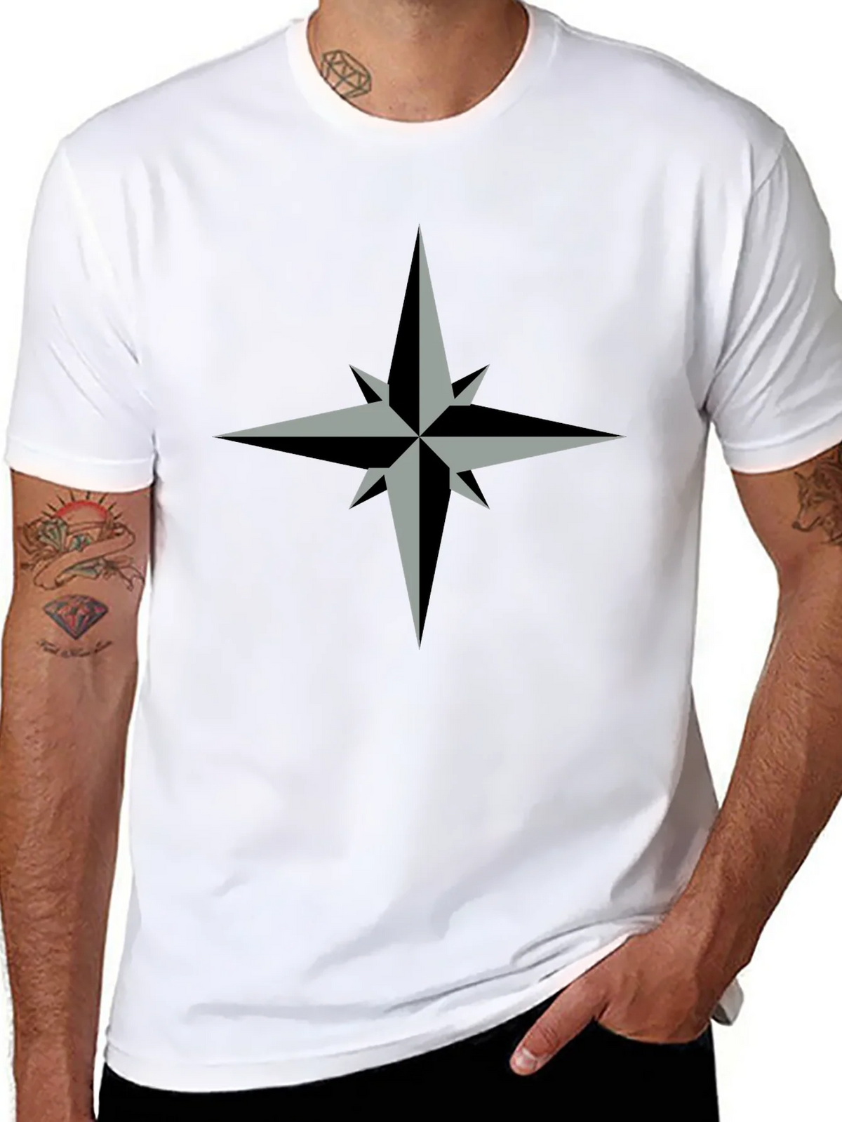 Compass Rose Graphic Tee - Stylish Black T-Shirt product image 7