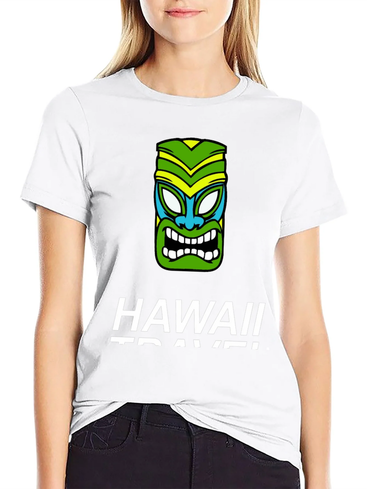 Hawaii Travel Tiki Face Black T-Shirt product image 6
