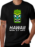 Hawaii Travel Tiki Face Black T-Shirt product image 1