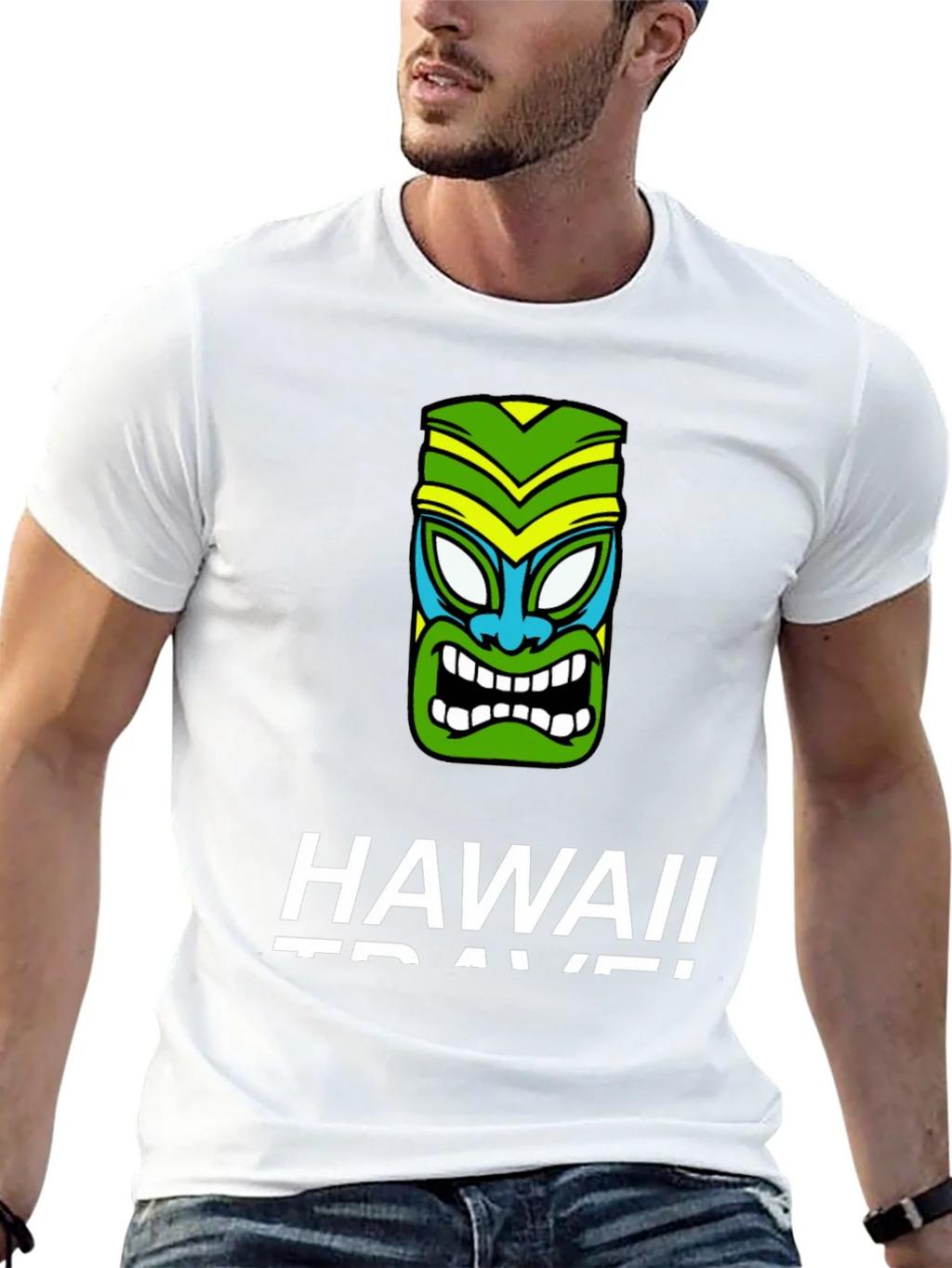 Hawaii Travel Tiki Face Black T-Shirt product image 8