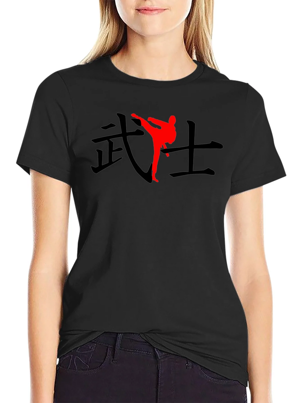 Black T-Shirt with Martial Arts Graphic product image 2