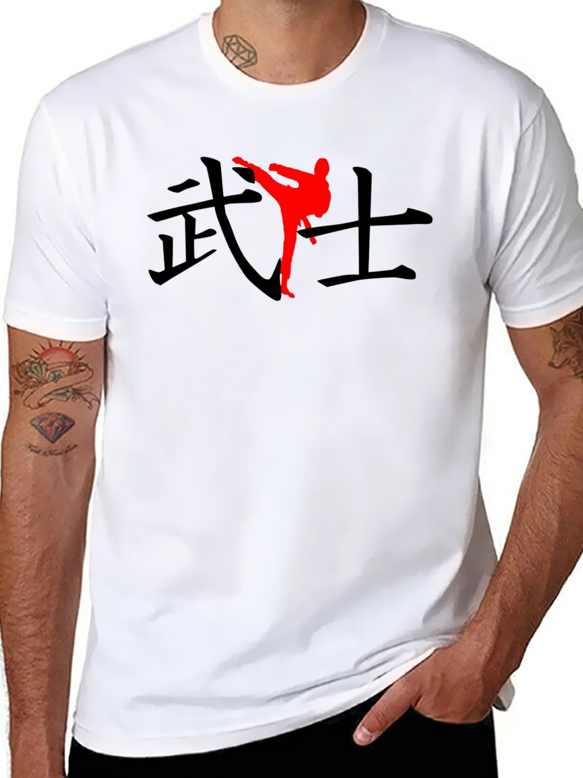 Black T-Shirt with Martial Arts Graphic product image 7