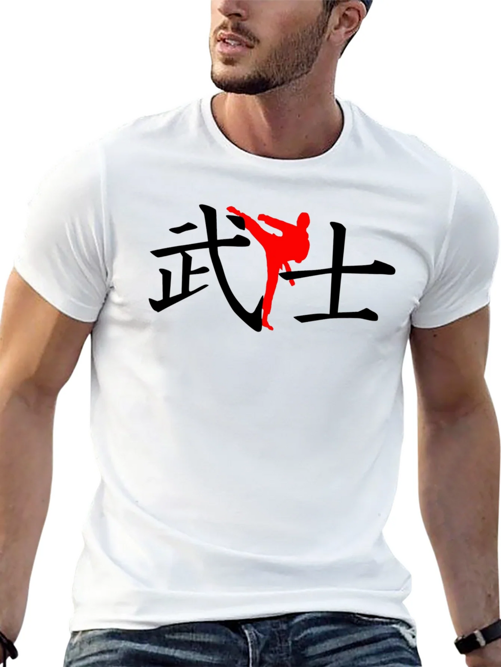 Black T-Shirt with Martial Arts Graphic product image 12