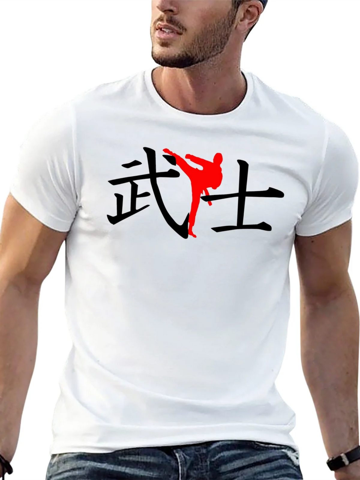 Black T-Shirt with Martial Arts Graphic product image 12