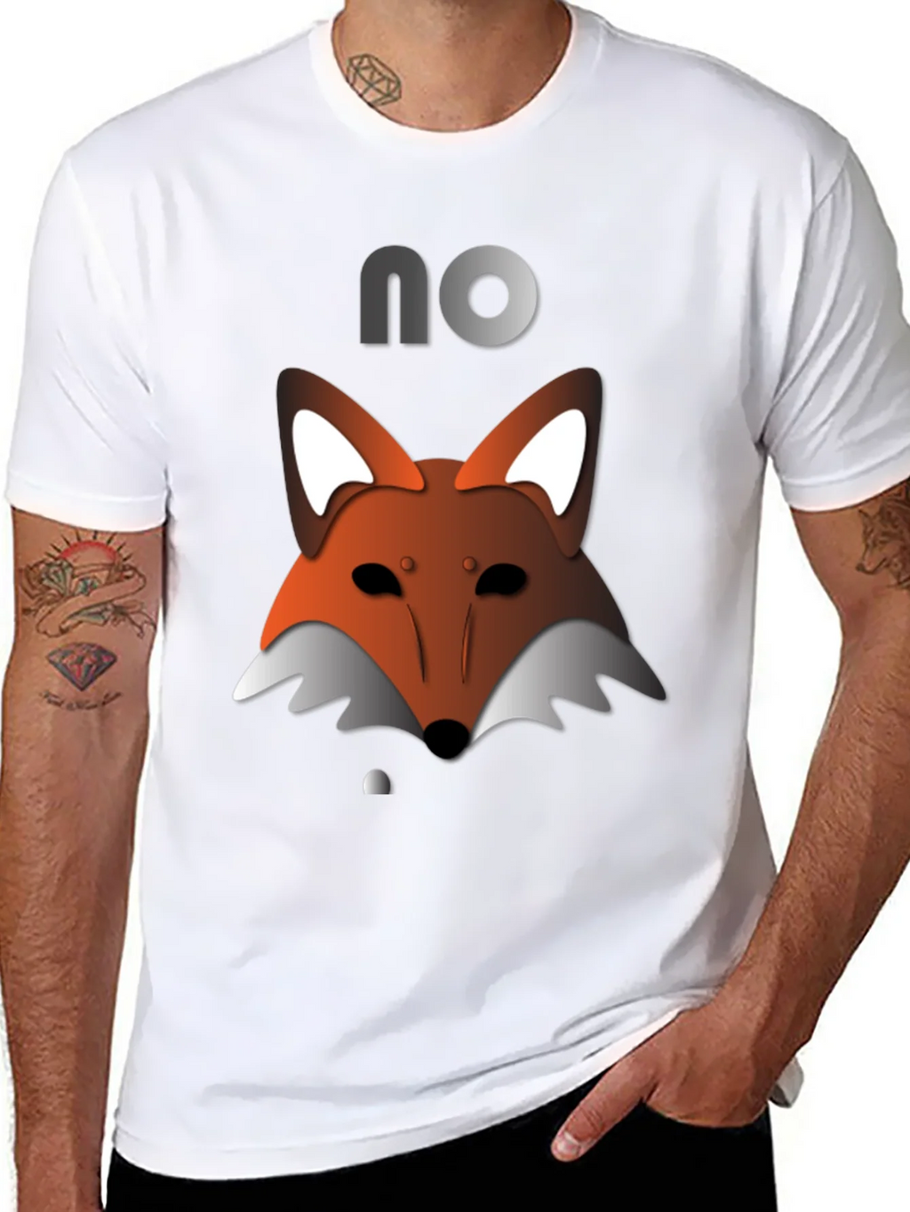 Mens Black T-Shirt with Fox Graphic & NO product image 7