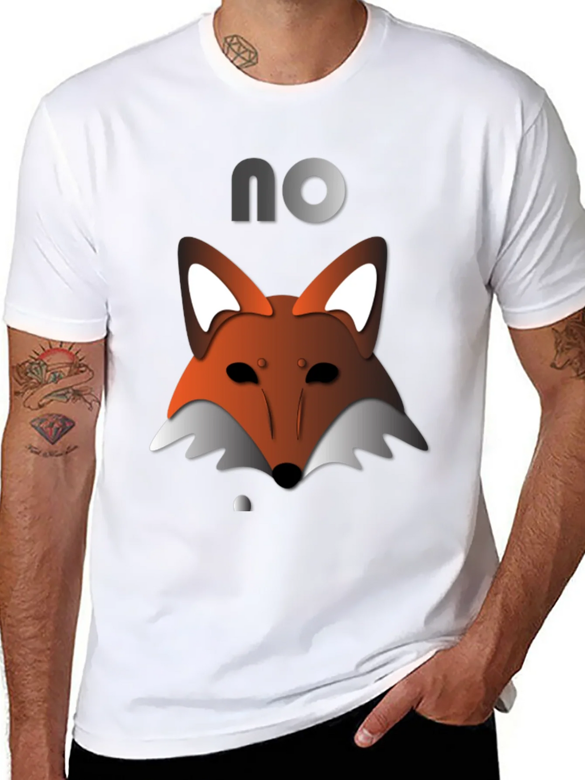Mens Black T-Shirt with Fox Graphic & NO product image 7
