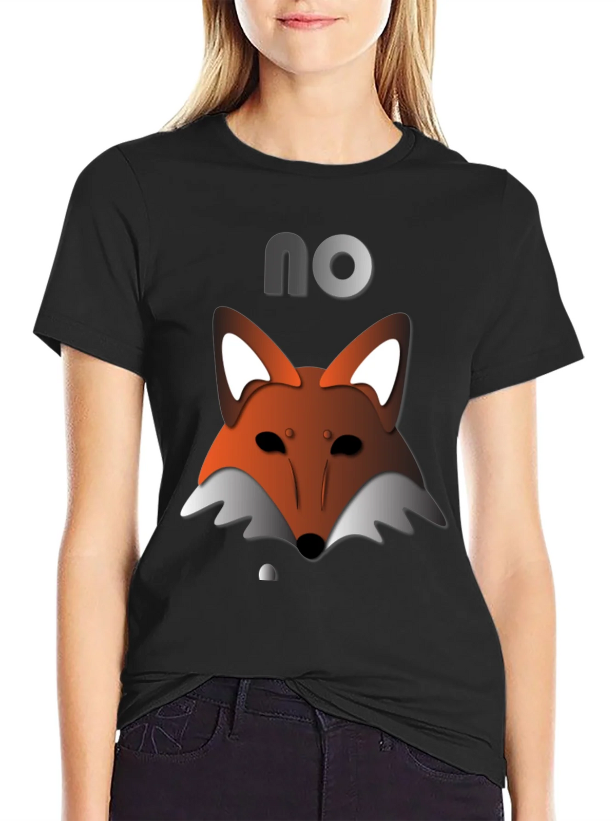 Mens Black T-Shirt with Fox Graphic & NO product image 2