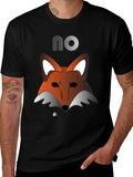 Mens Black T-Shirt with Fox Graphic & NO product image 1