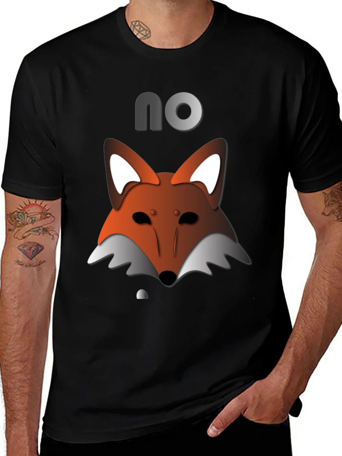 Mens Black T-Shirt with Fox Graphic & NO product image 1
