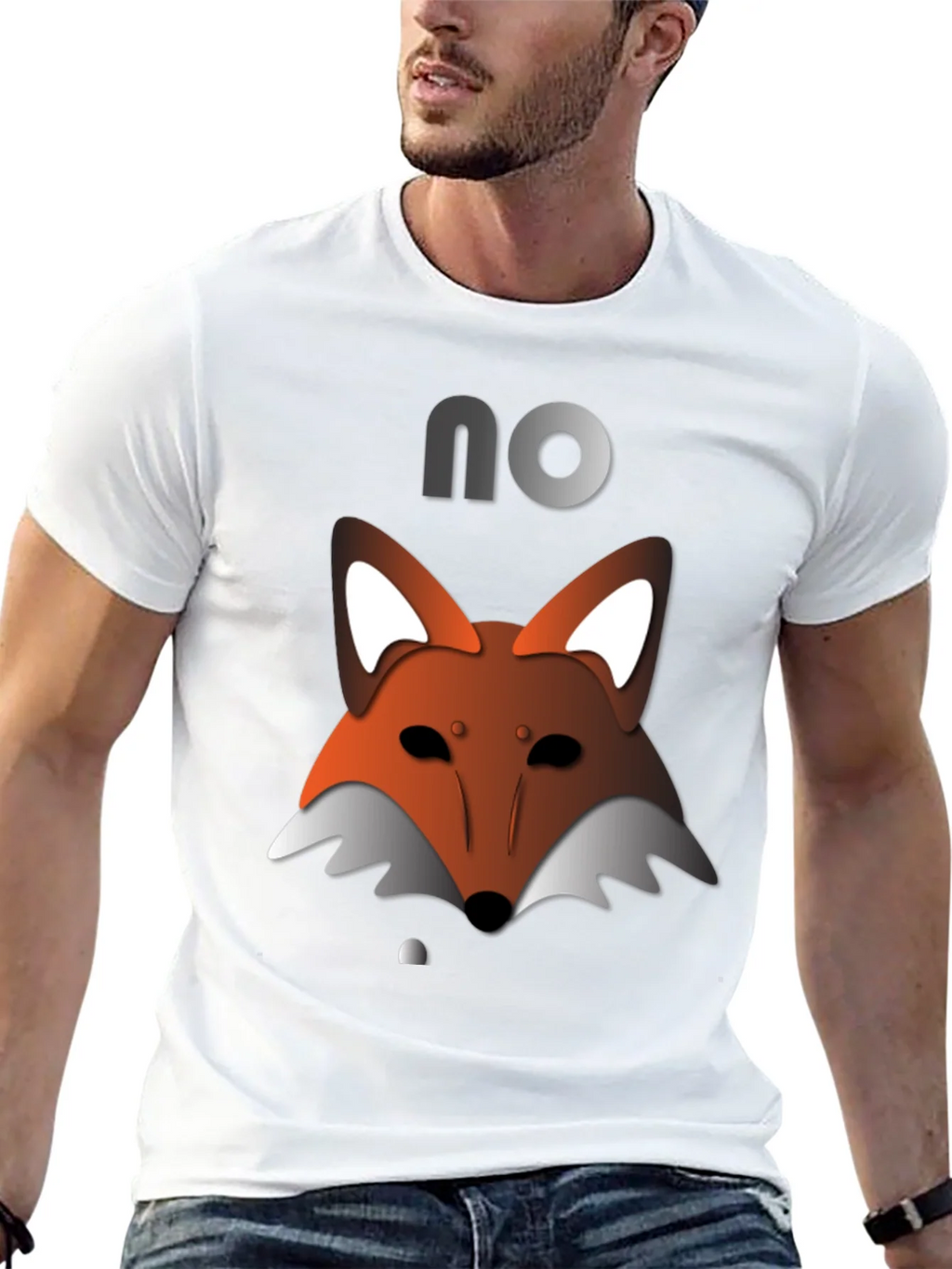Mens Black T-Shirt with Fox Graphic & NO product image 12