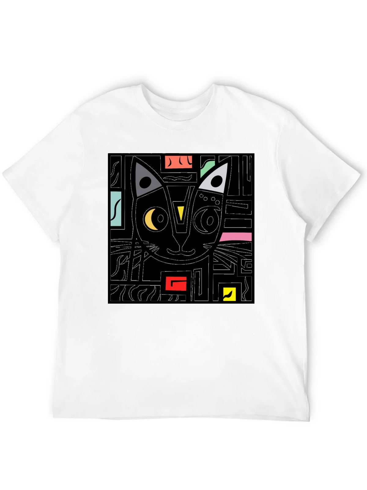 Abstract Cat Graphic T-Shirt - Modern Black Tee product image 11