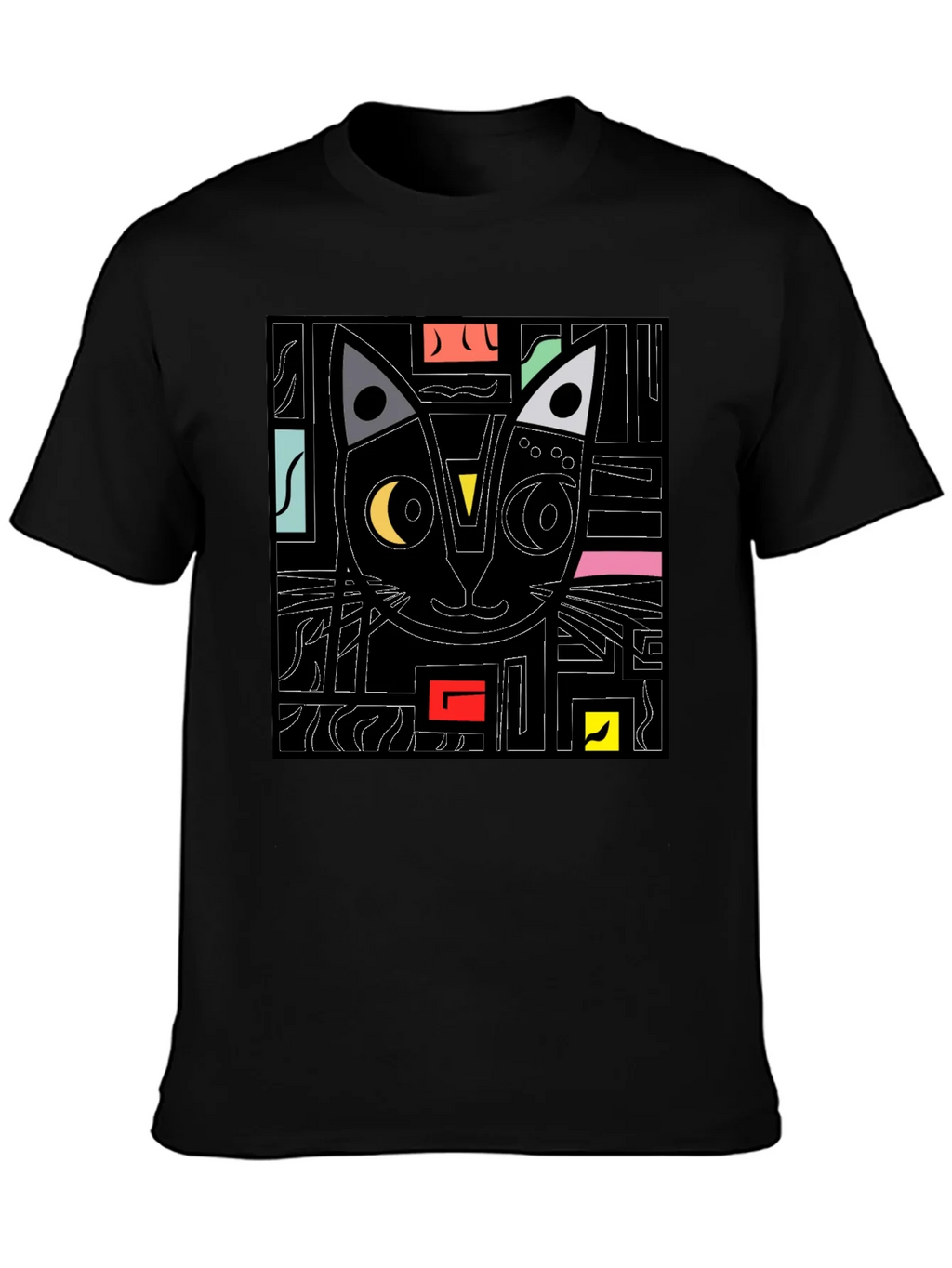 Abstract Cat Graphic T-Shirt - Modern Black Tee product image 3