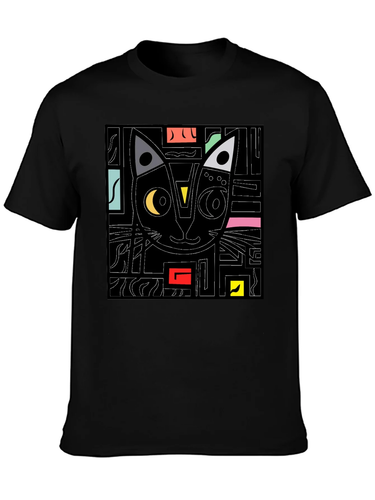 Abstract Cat Graphic T-Shirt - Modern Black Tee product image 3
