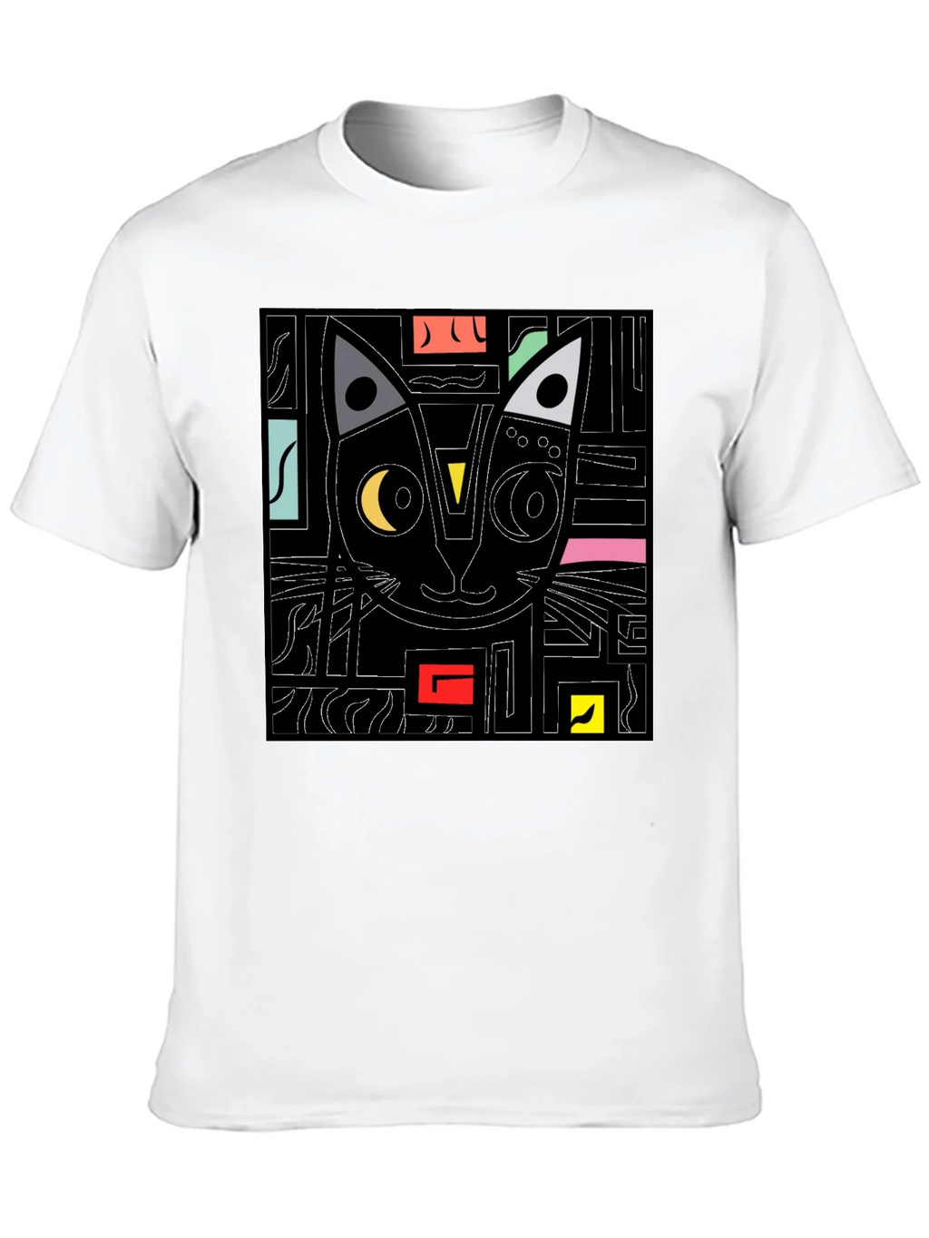 Abstract Cat Graphic T-Shirt - Modern Black Tee product image 9
