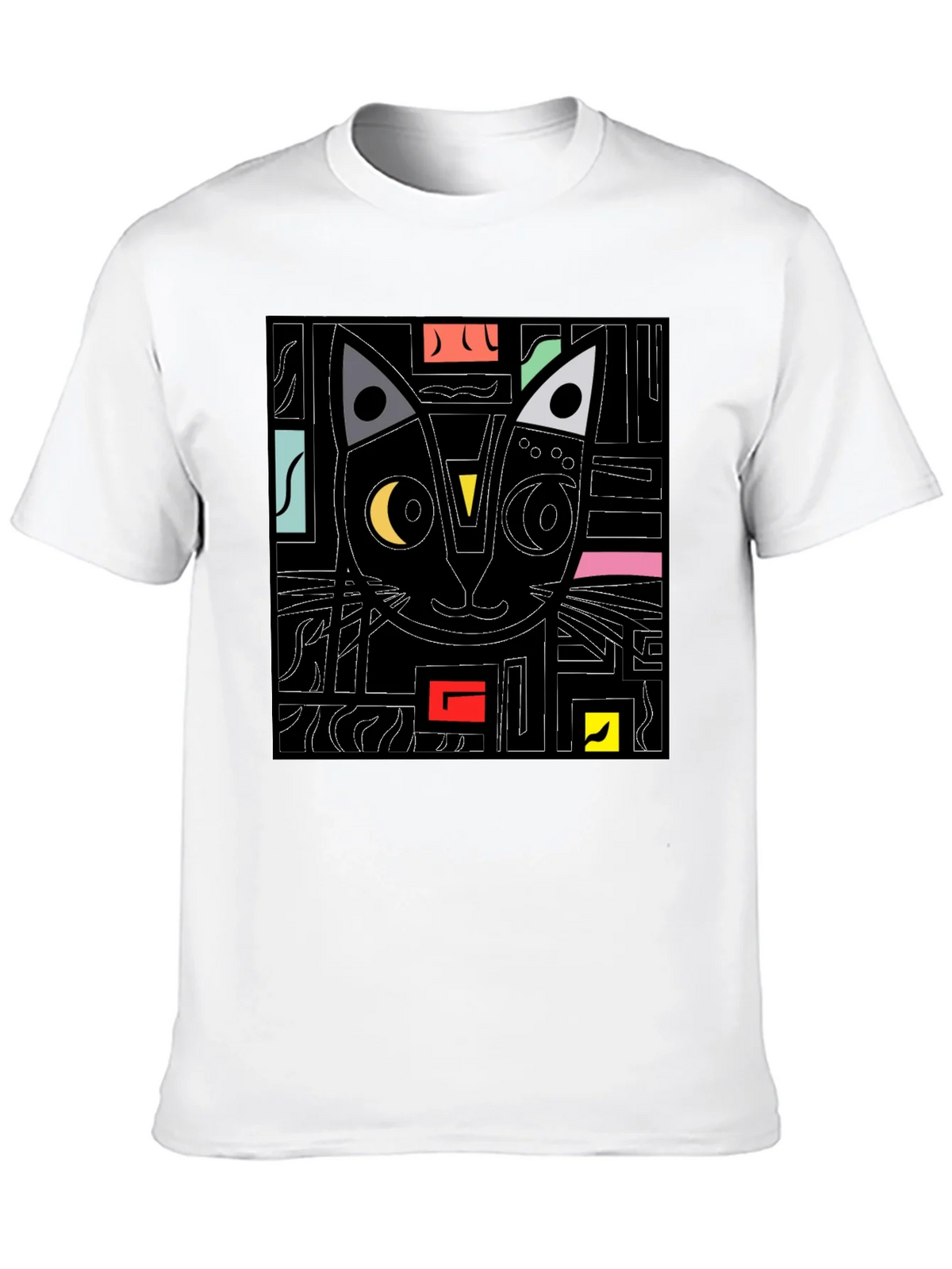 Abstract Cat Graphic T-Shirt - Modern Black Tee product image 9
