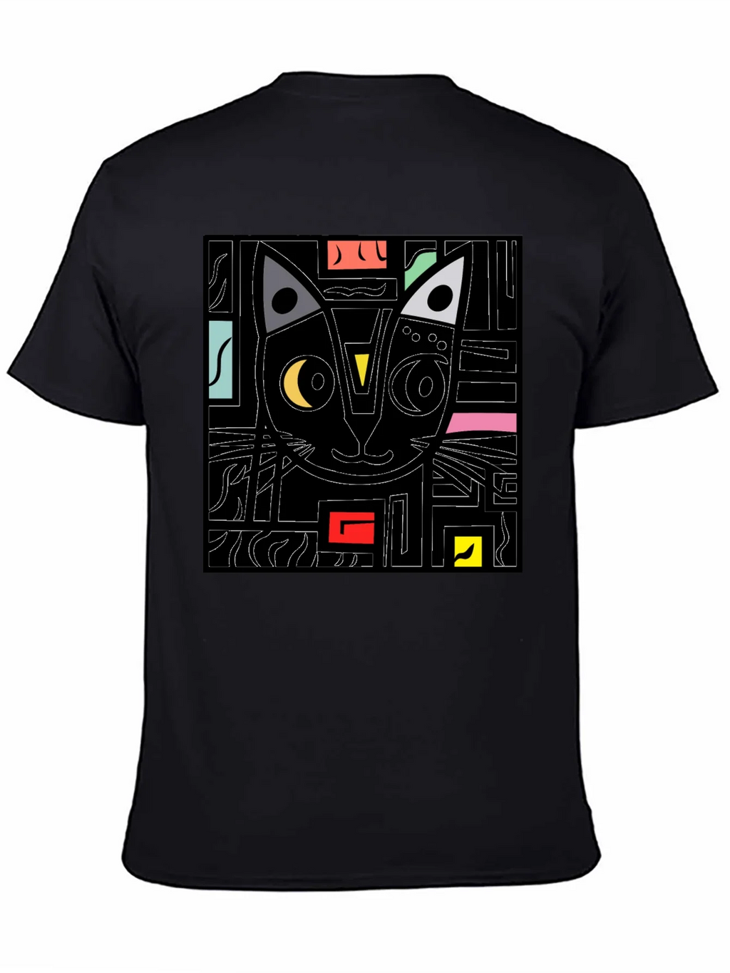 Abstract Cat Graphic T-Shirt - Modern Black Tee product image 4