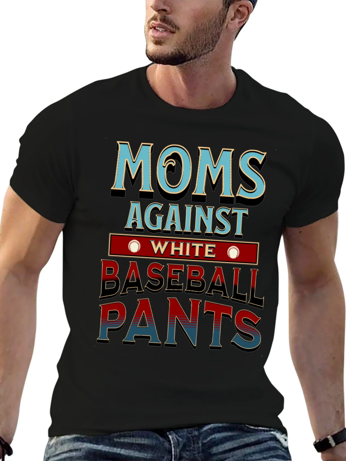 Moms Against White Baseball Pants T-Shirt Funny Mom Tee product image 4