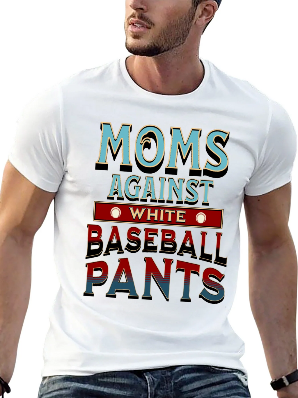 Moms Against White Baseball Pants T-Shirt Funny Mom Tee product image 10