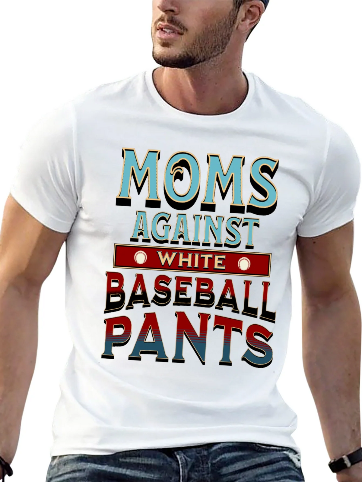 Moms Against White Baseball Pants T-Shirt Funny Mom Tee product image 10
